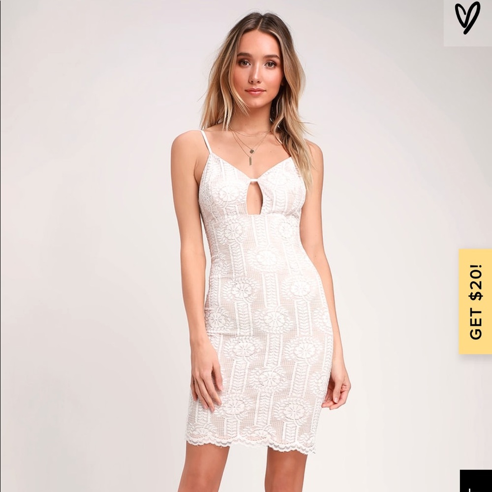 Lulus white lace midi dress
